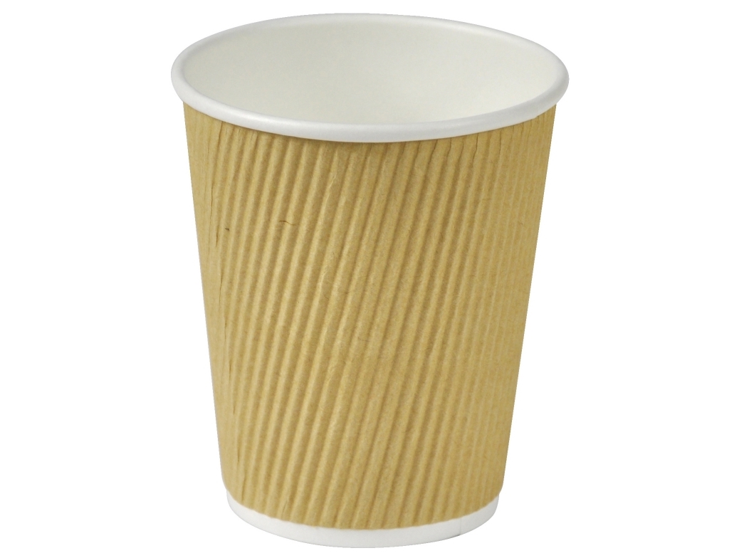Kaffebæger, Papir + PE, brun, Natur Line 8oz/240ml, karton a 500 stk palle 24 kartoner, Ripple wall