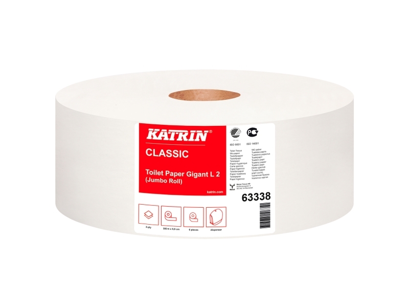 Toalettpapper Katrin Gigant, 98 mm x 380 m, 6 st förpackningar | Rengöring - Avtorkning - Toalettpapper och dispensrar | GameStuff