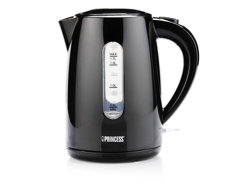 Princess 236017 Wasserkocher, 1,7 L, 2200 W, Schwarz, Wasserstandsanzeige, Drahtlos