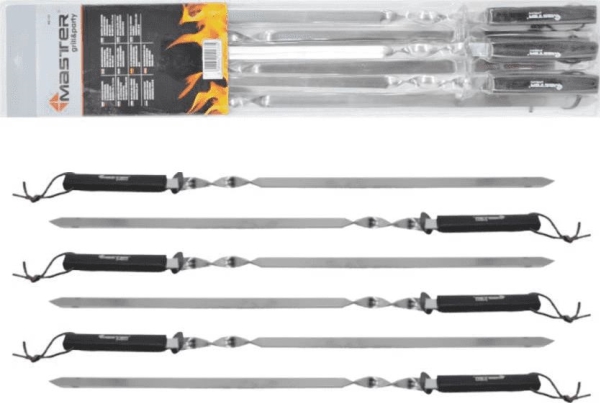set med 6 grillspett, 60 cm längd, Master Grilis MG133 | Trädgården - Grill tillbehör - Grillredskap | GameStuff