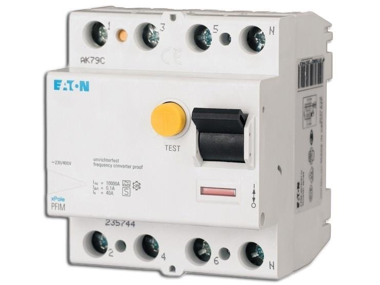 Eaton/Moeller HPFI relæ 63A 3 polet + N 30mA 0,03A, fejlstrømsafbryder