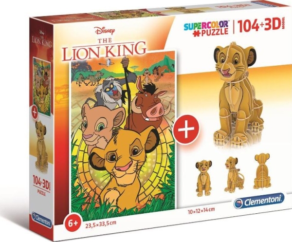 104 Pcs Puzzles Kids + 3D Model Lion King