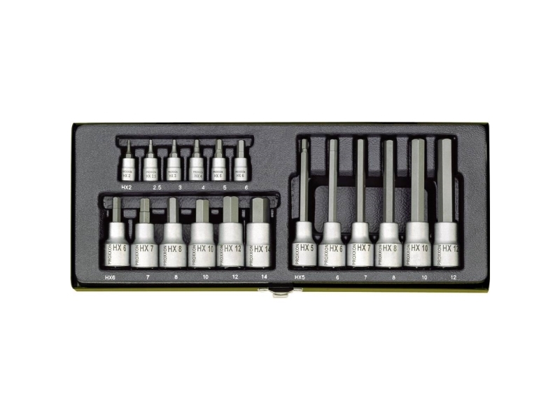 Proxxon Industrial Topnøgle-Bit-Sæt 1/4 (6,3 Mm), 1/2 (12,5 Mm) 18 Dele 23 100
