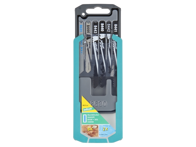 wolfcraft GmbH 8631000, Kuviosahanterä, Alumiini, Kirjometalli, Pelti, Pehmeä puu, Ruostumaton teräs, Hiiliteräs (HCS), Pikateräs (HSS), 10 kpl