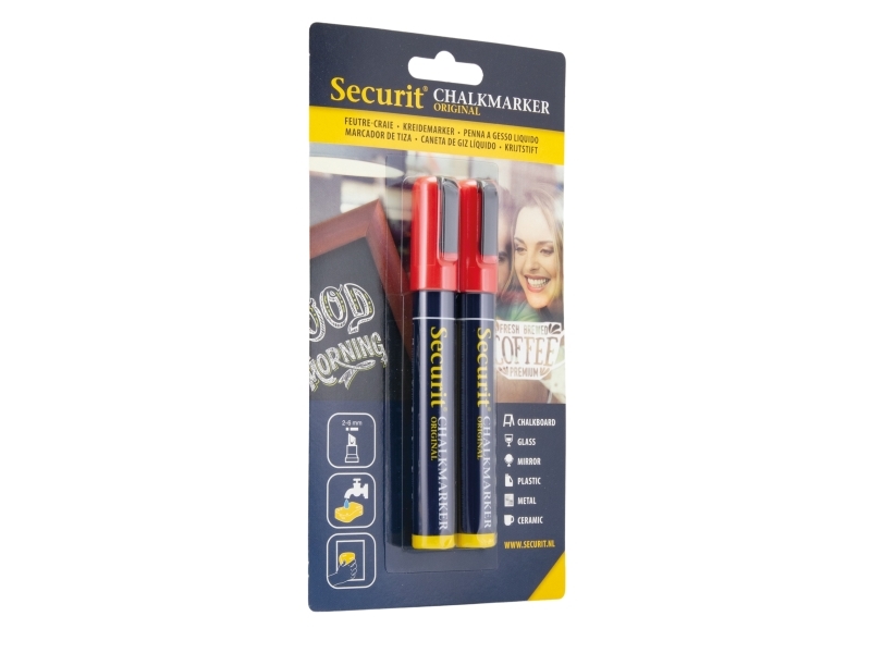 Securit Original-Kreidemarker Im Zweier-Set In Rot