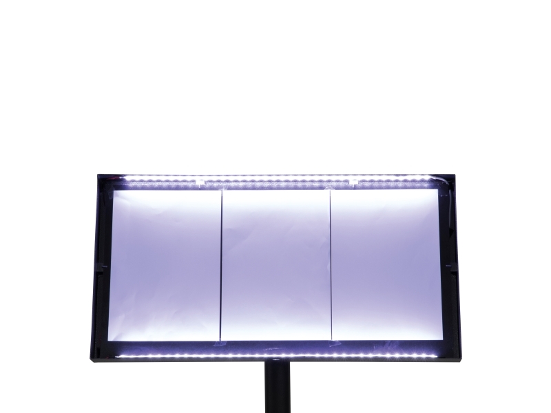 Securit® COATED STEEL LED Informationsdisplay panel til 3xA4, sort, hvidt lys
