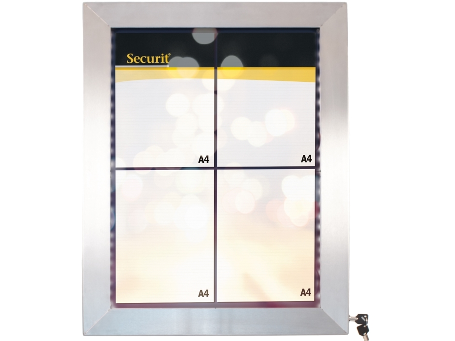 Securit Stainless Steel Led Informationsdisplay Panel Til 4Xa4, Stål, 20 Farver Lys