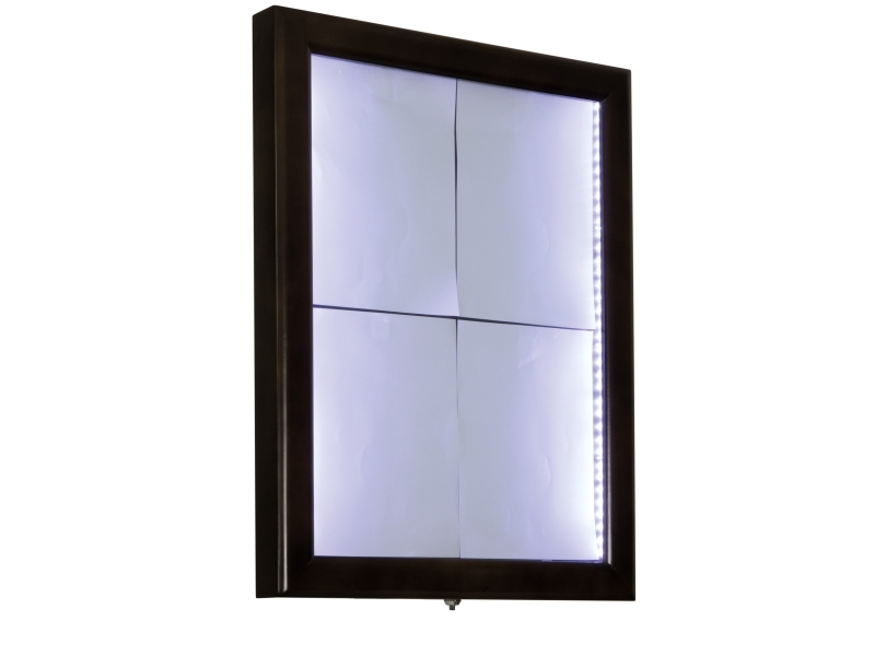 Securit® CLASSIC LED Informationsdisplay panel til 4xA4, mørk brun, hvidt lys