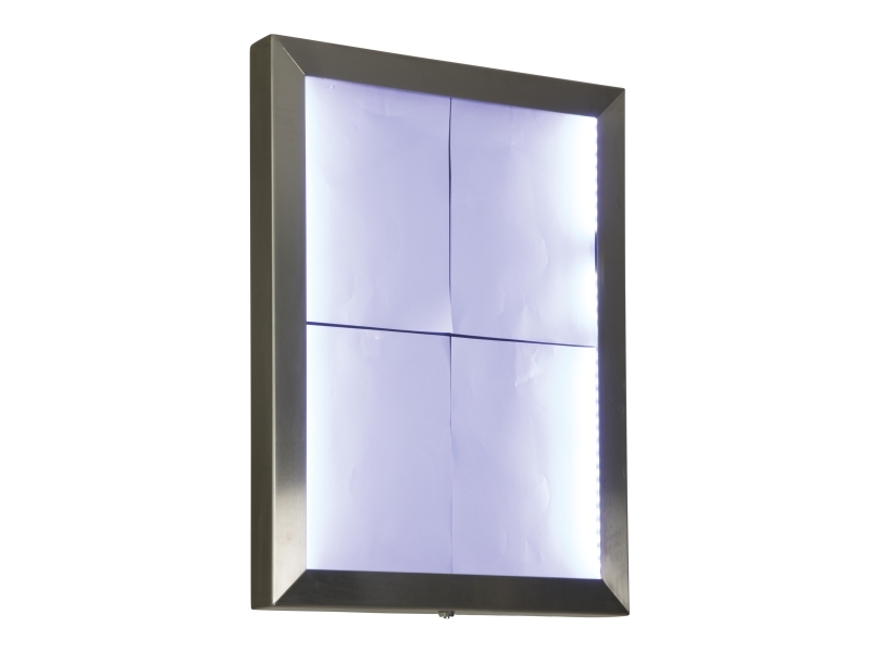 Securit® CLASSIC LED Informationsdisplay panel til 4xA4, stål, hvidt lys billede