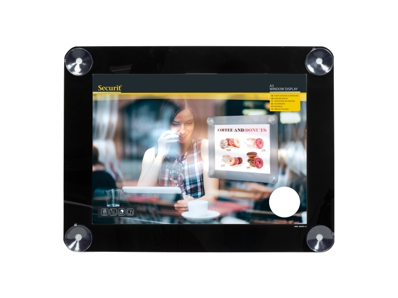 Securit® dobbeltsidet A3 vinduesdisplay ramme i sort