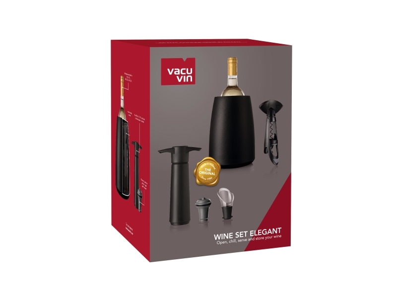 Vacu Vin Elegant vintilbehør, sort stål, 5 deler