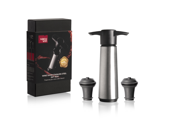 Vacuvin Wine Saver Original Vacuum Pump Box Black Set/3 Vacu Vin