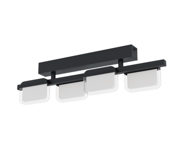 EGLO Ervidel, 4 lampor, LED, 1920 LM, IP20, Svart, Satinstål, Transparent | Belysning - Inomhusbelysning - Taklampa & Pendellampa | GameStuff