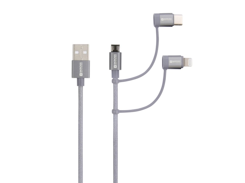 Skross Usb-Kabel Usb 2.0 Usb-A Stecker 1,20 M Spacegrau Rund, Flexibel, Stoffummantelung Skca00143-1120Cn
