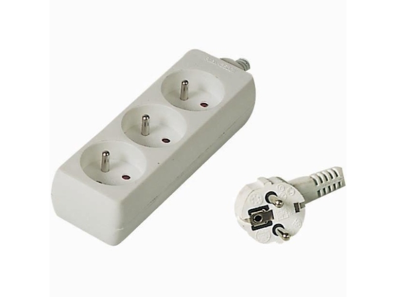PremiumCord PP3-07, 7 m, Vit, 3 AC-utgångar, 230 V, Vit | Stickproppar och uttag | GameStuff