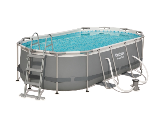 Bestway Power Steel 56620, 7250 l, Pool med ram, Stege, Blå, Grå, 55,5 kg | Trädgården - Pools & Vatten spel - Pools & bassäng | GameStuff