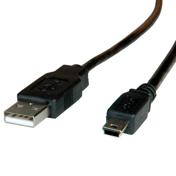 Roline Usb 2.0 Kabel, Typ A - 5-Pin Mini 1,8M, 1,8 M, Usb A, Mini-Usb B, Usb 2.0, Männlich/Männlich, Schwarz