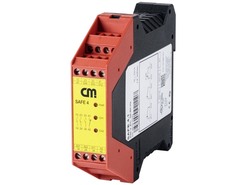 Sikkerhedsrelæ SAFE 4.1 CM Manufactory Driftsspænding (num): 230 V/AC 3 x afbryder, 1 x brydekontakt LED-display 1 stk
