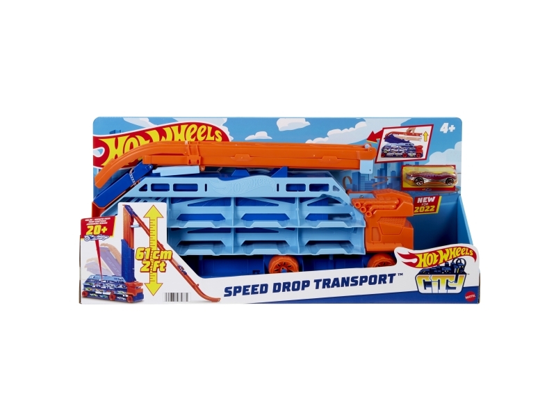 Hot Wheels City Transporter Mit Abfahrtsrampe, Enthält 1 Auto, Geschenk Für Kinder Ab 4 Jahren, Fahrzeug- & Schienen-Set, 4 Jahr(E), Kunststoff, Mehr