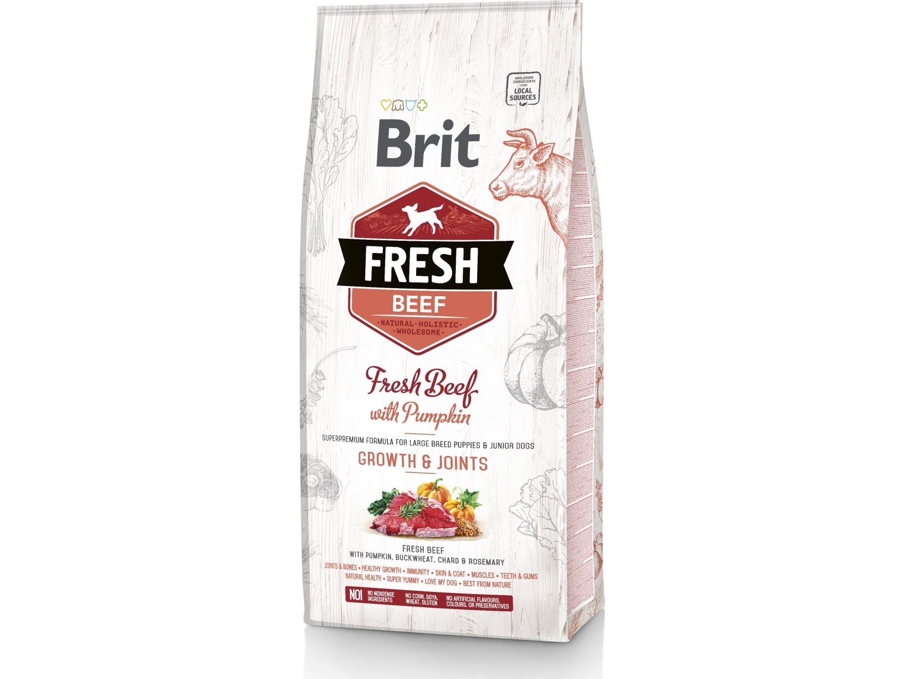 Brit Fresh Beef With Pumpkin, Junior, Groß (26-44 Kg), Rind, 2,5 Kg