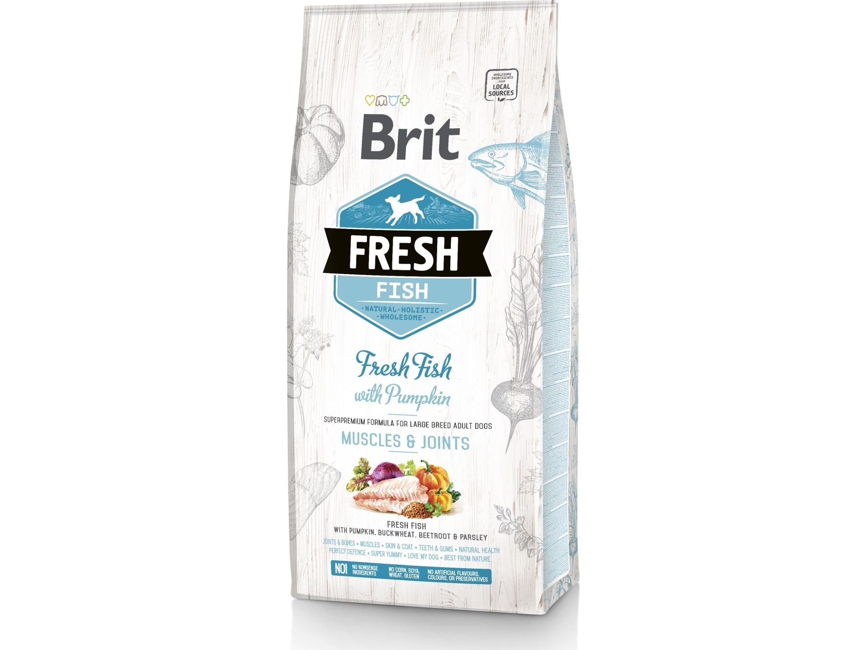Brit Fresh Fish With Pumpkin, Adult, Groß (26-44 Kg), Kürbis, Fisch, 2,5 Kg, Gluten-Frei