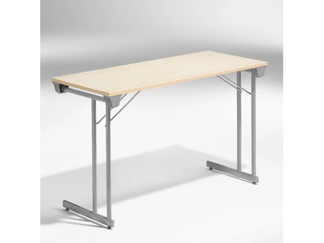 Konferenztisch Kongress, Birke 1200X500 Mm, Aluminiumgraues Gestell
