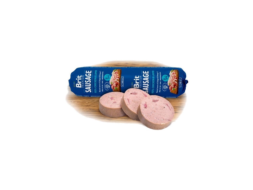 BRIT Premium korv kyckling & lamm – våtfoder till hund 800 g