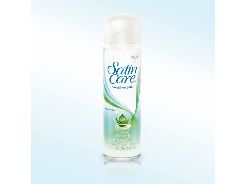 Gillette Satin Care Sensitive Skin, Rakgel, Kvinna, Känslig hud, 200 ml, Water/EAU, Glycerin, Palmitic Acid, Triethanolamine, Stearic Acid, Isopentane, Glyceryl Oleate,..., 1 styck | Hårvård - Rakning och skäggvård - Rakskum och gel för rakning | GameStuff
