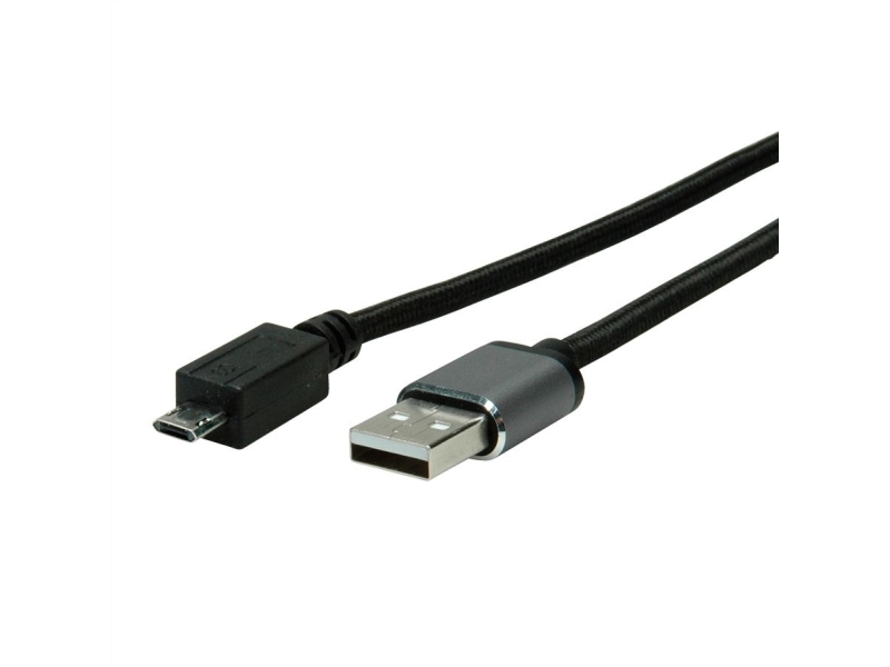 Roline 11028770, 0,8 M, Usb A, Micro-Usb B, Usb 2.0, 480 Mbit/S, Sort