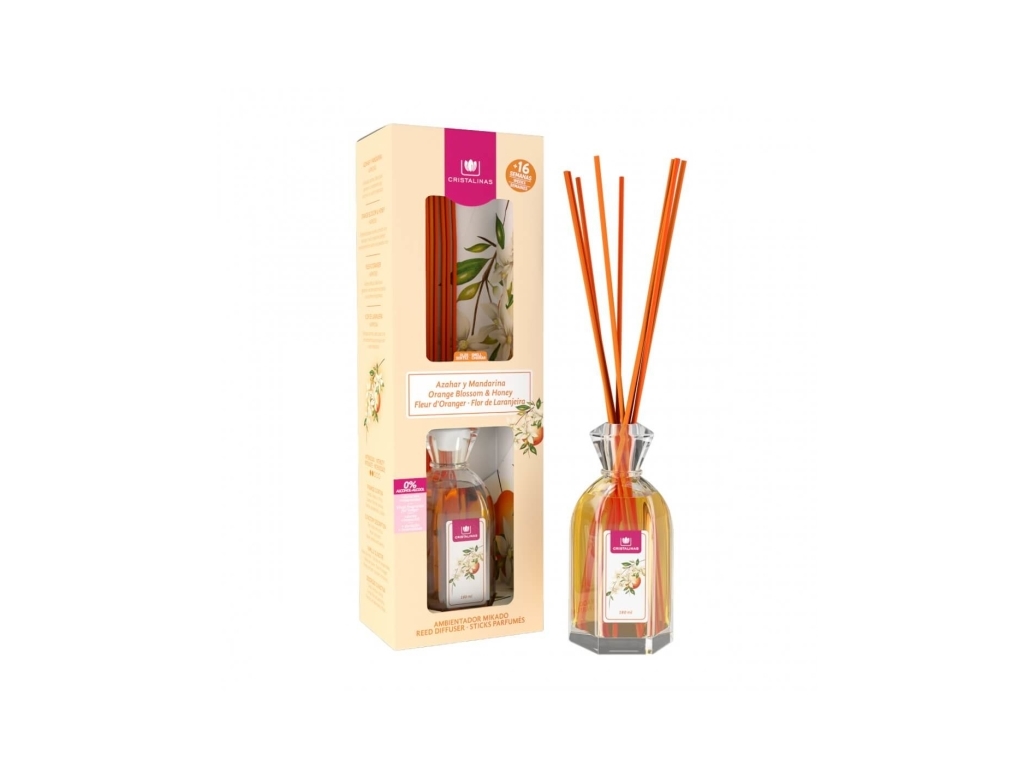 Cristalinas Reed Diffuser 180Ml Orange Blossom And Honey, Duftflaske, Strå Aromadiffuser