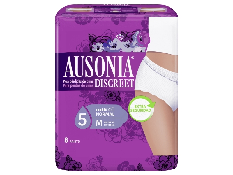 Ausonia DISCREET Normal M, Kvinde, M, Hvid, Velcro, 70 - 100 cm, 8 stk