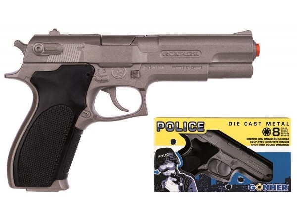 Gonher metall polis pistol 8 patroner | Leksaker - Rollek - Blaster och leksaksvapen | GameStuff