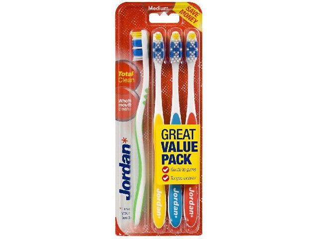 Jordan Total Clean Medium Tandbørste 4-Pak