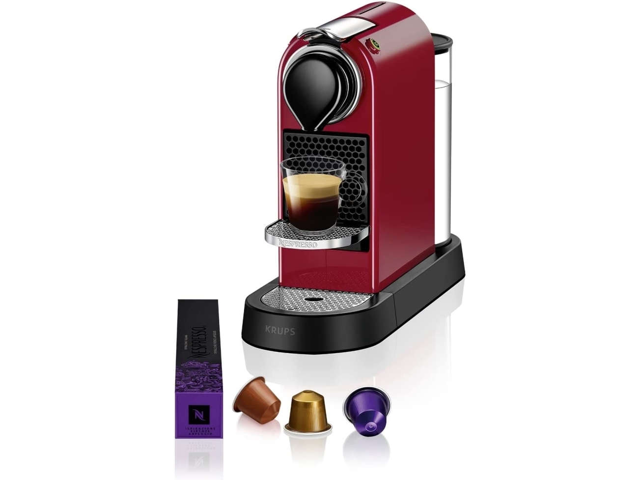 Krups Nespresso Kapsel kaffemaskine, L, 1260 W, Rød