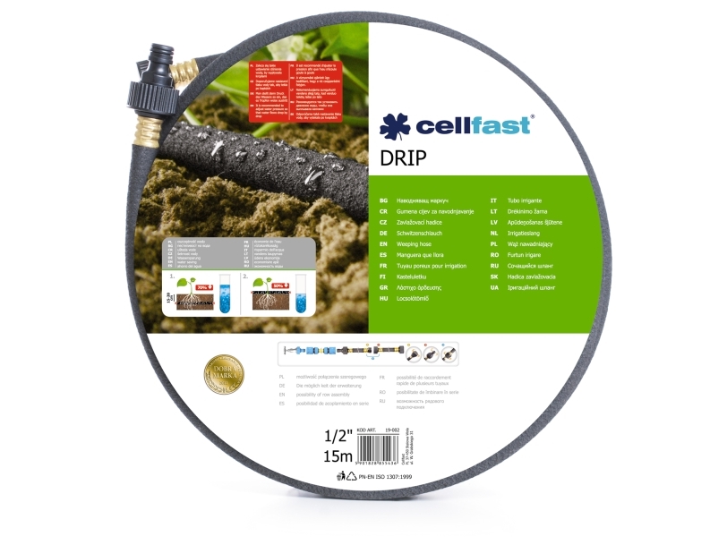 CELLFAST 19-002, 7,5 m, Över / under marken, Svart, 1,25 cm, 1/2, Polen | Trädgården - Bevattning av trädgårdar - Soaker & Droppslangar | GameStuff
