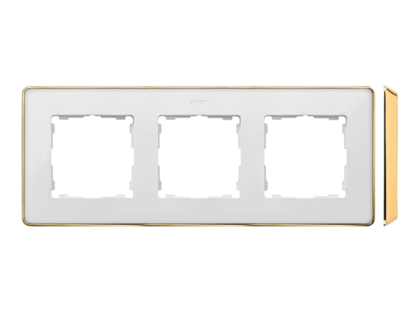Kontakt-Simon Simon Detail 82 Dreifachrahmen Detail Select-Metall Weiss / Sockel Gold 8201630-245