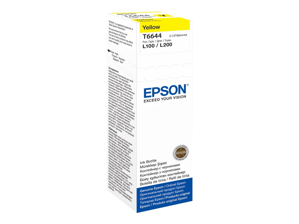 Epson T6644 - 70 Ml - Gul - Original - Blækrefill - For Epson L386 Ecotank Et-2600, 2650, L121, L1455 Ecotank Its L3050, L3060, L3070