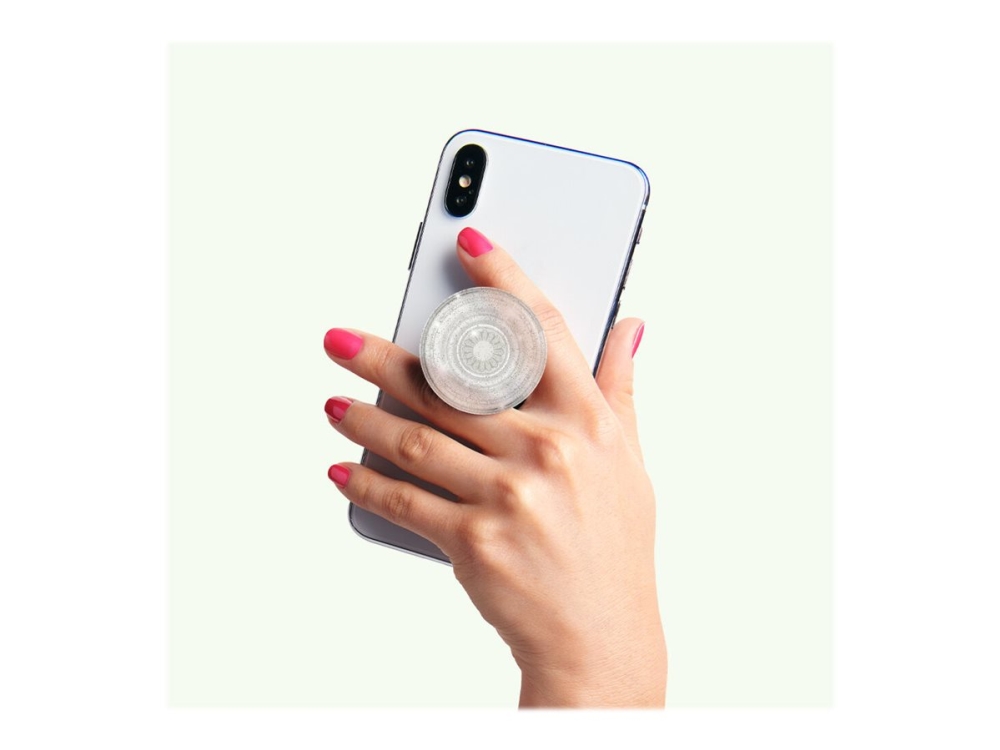 PopSockets PopGrip - Fingergrepp/vikbart ställ för mobiltelefon - utbytbar - Clear Glitter Silver | Foto och video - Videokamera - Actionkamera tillbehör | GameStuff
