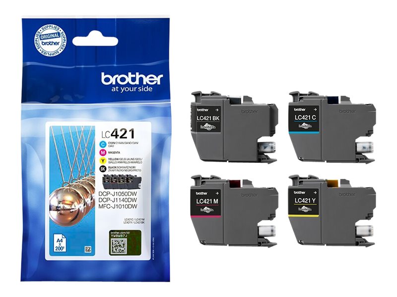 Brother LC421 Value Pack - 4 pakker - sort, gul, cyan, magenta - original - blækpatron