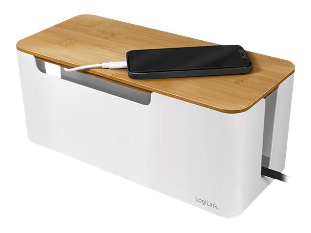 Logilink Kab0075 - Logitech Kabelbox Mit Bambus-Deckel, Abdeckung Für Stromverlängerung, Weiß, Holz, Bambus, Kunststoff, 140 Mm, 310 Mm, 130 Mm