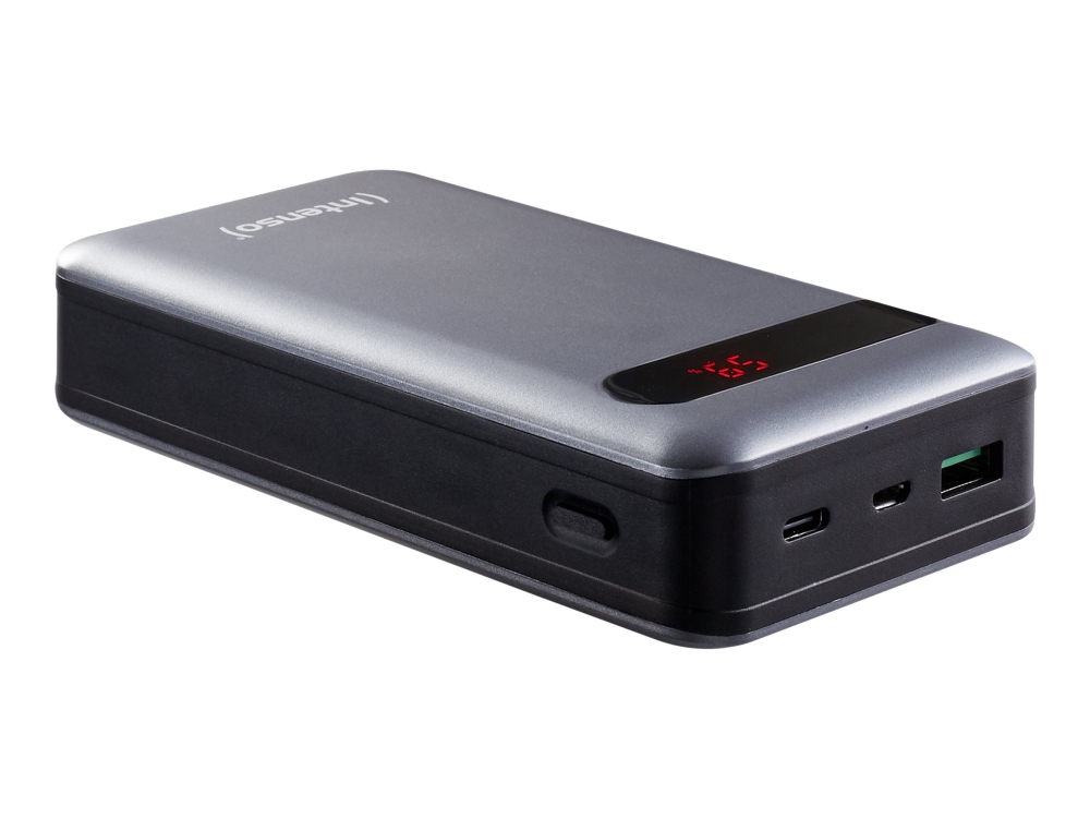 Intenso PD20000 - Powerbank - 20000 mAh - 3 A - PD, QC 3.0 - 2 output-stikforbindelser (USB, USB-C) - på kabel: USB-C - antracit (sort)