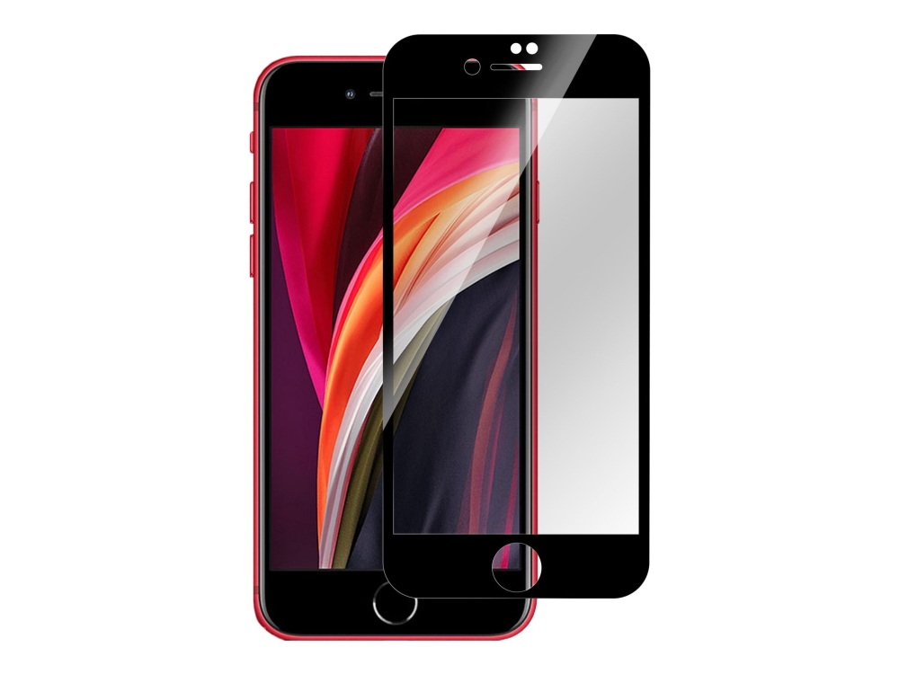 eSTUFF Titan Shield - Skærmbeskytter for mobiltelefon - fuldt omslag - glas - rammefarve sort - for Apple iPhone SE (2. generation)