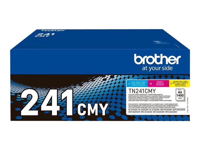 Brother Tn241cmy - 3 Pakker - Gul, Cyan, Magenta - Original - Tonerpatron - For Brother Dcp-9015Cdw, Dcp-9020Cdw, Hl-3150Cdw, Mfc-9140Cdn
