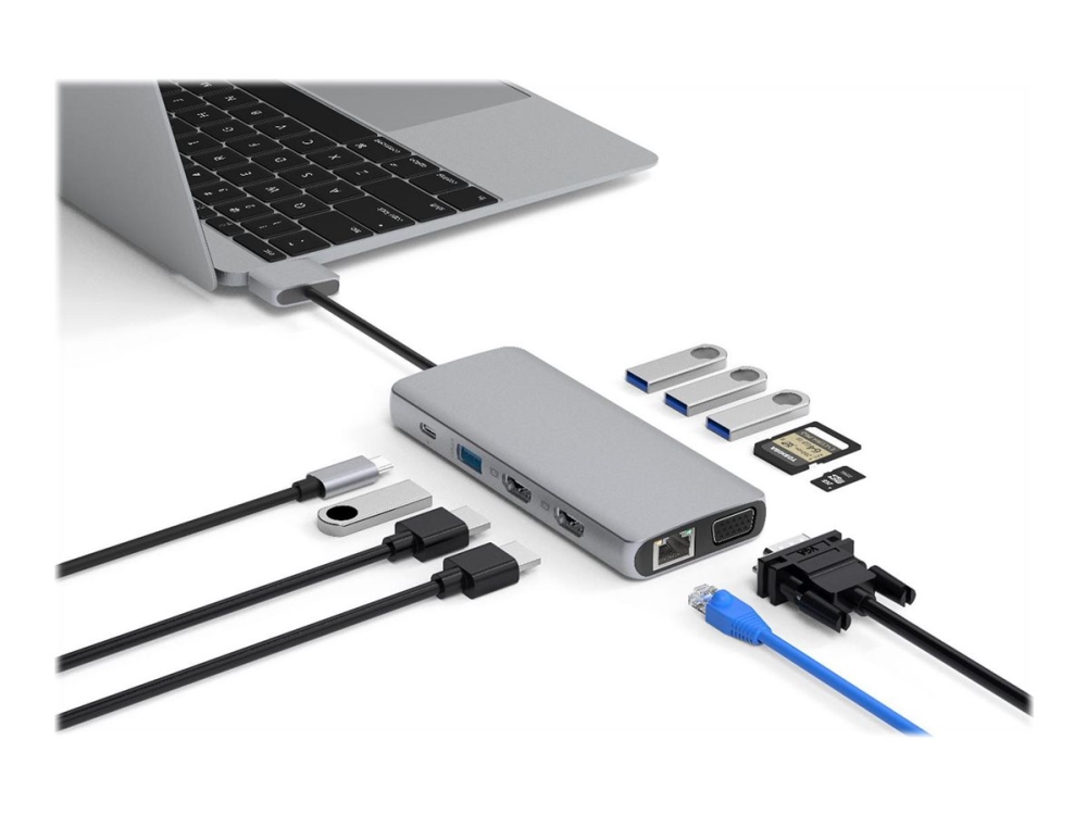 Estuff Dual Usb-C Dock - Dockingstation - Usb-C 3.2 Gen 1 - Vga, Hdmi - 1Gbe - For Apple Mac Mini (Sent 2018, Tidligt 2020) Macbook Pro