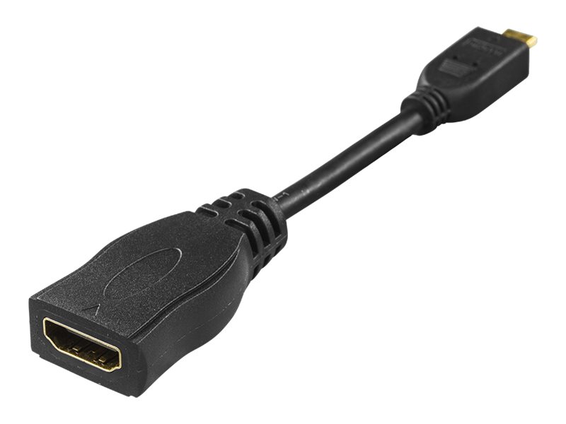 DELTACO - HDMI-adapter - HDMI hona till 19 pin micro HDMI Type D hane - 10 cm - svart - 4K30Hz stöd | Datortillbehör - Kablar & adaptrar - Bildkablar | GameStuff
