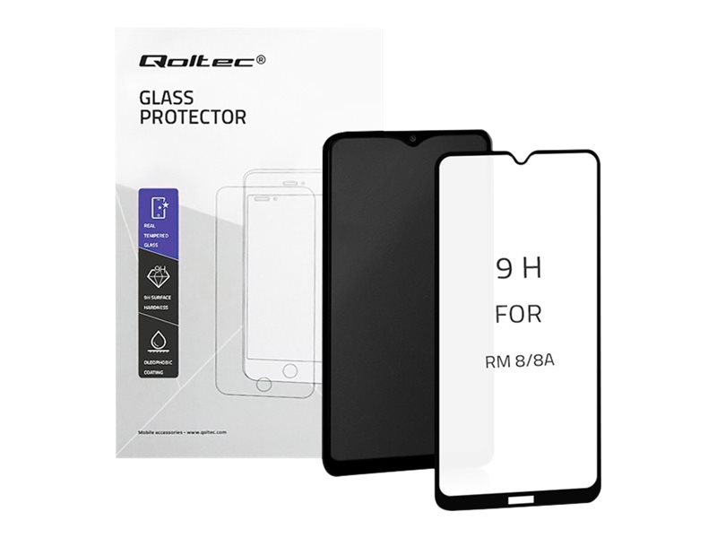Qoltec Premium Tempered Glass 6d Full Covered Skarmskydd För Mobiltelefon Glas 6.22  " Ramfarg Svart För Xiaomi Redmi 8a