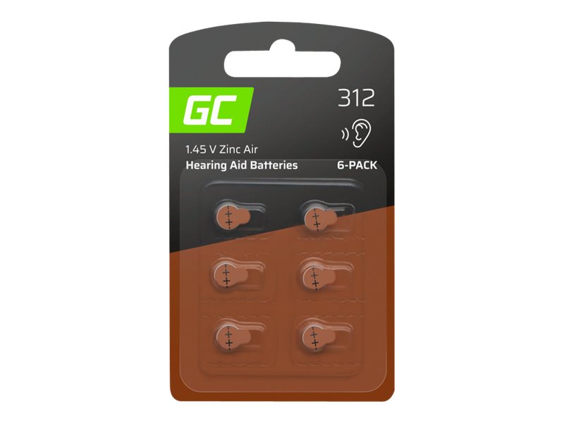 Green Cell 6X Green Cell Hearing Aid Battery Type 312 P312 Pr41 Zl3 Zincair