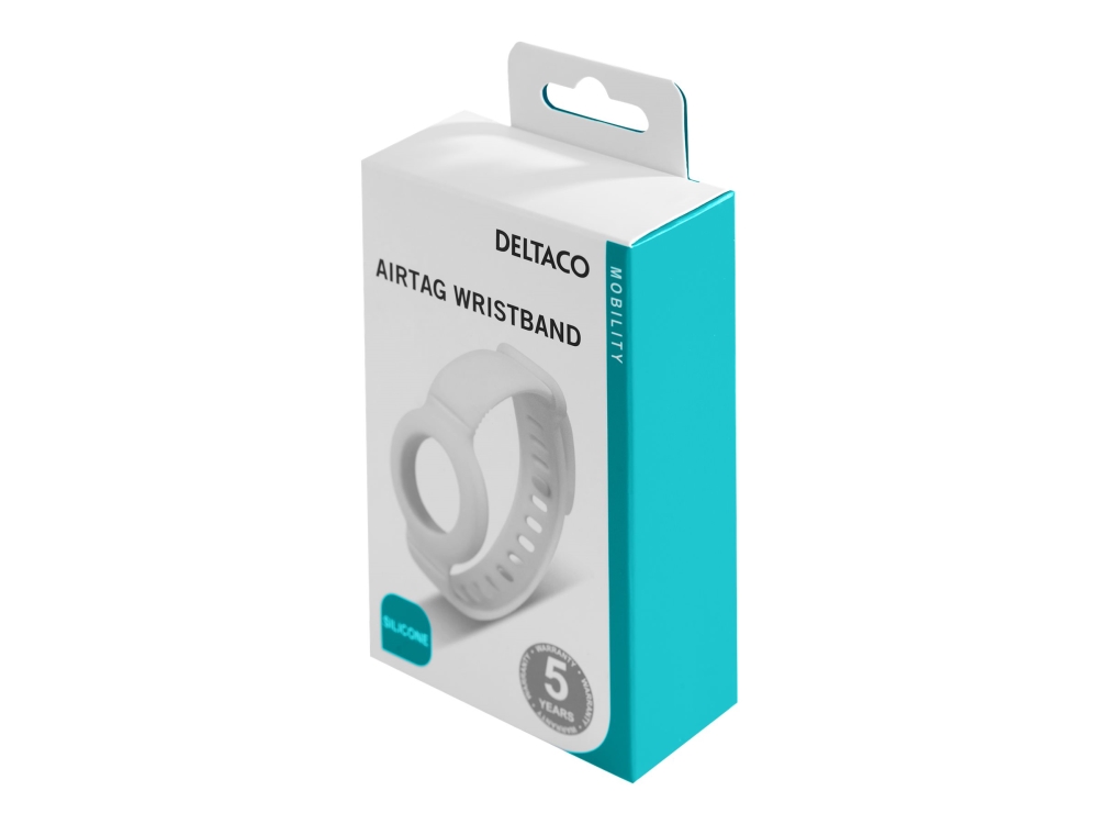 Deltaco - Håndledspose Til Airtag - Silicone - Hvid - For Apple Airtag
