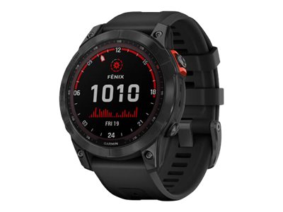 Garmin Fenix 7 Solar 47 Mm Skiffergrå Sportklocka Med Band Silikon Svart Handledsstorlek: 125 208 Mm Display 1.3  " 16 Gb Bluetooth
