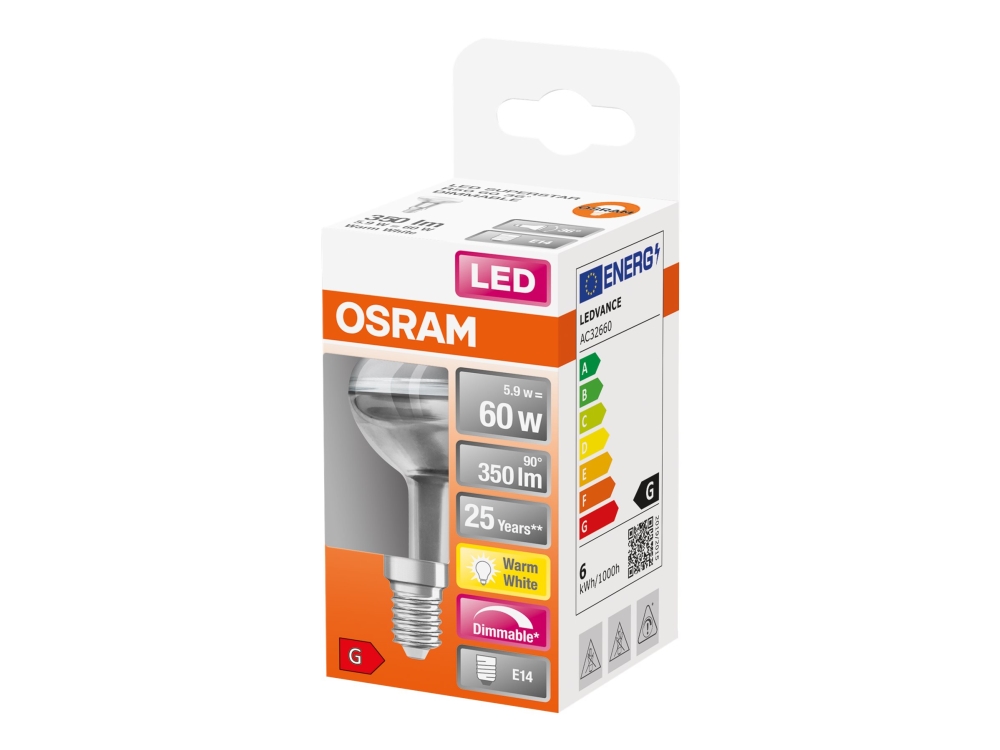 OSRAM LED SUPERSTAR - LED-spotlight - form: R50 - E14 - 5.9 W (motsvarande 60 W) - klass G - varmt vitt ljus - 2700 K | Belysning - Ljuskälla - E14 Ljuskälla | GameStuff